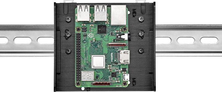 Actual product image Renkforce DIN Rail Mount Suitable for: Raspberry Pi, Arduino, Banana Pi for DIN rail mounting Black