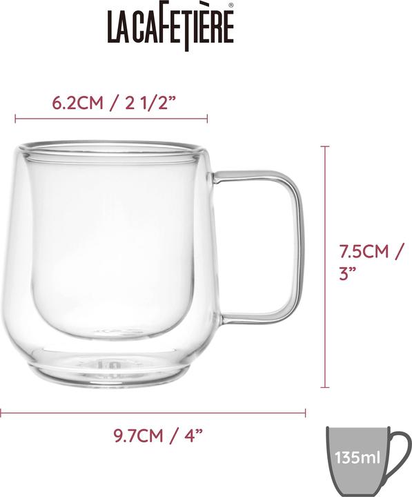 Produktbild La Cafetière Siena Double-Walled Espresso Glasses, Set of 2, 100ml (100 ml, 2 x)