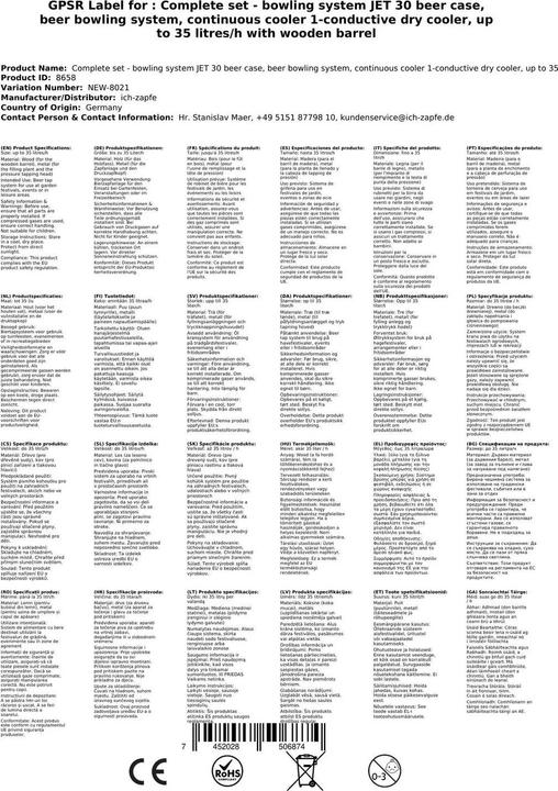 Produktbild Ich-zapfe Komplett Set - Bierzapfanlage Jet 30 mit Holzfass