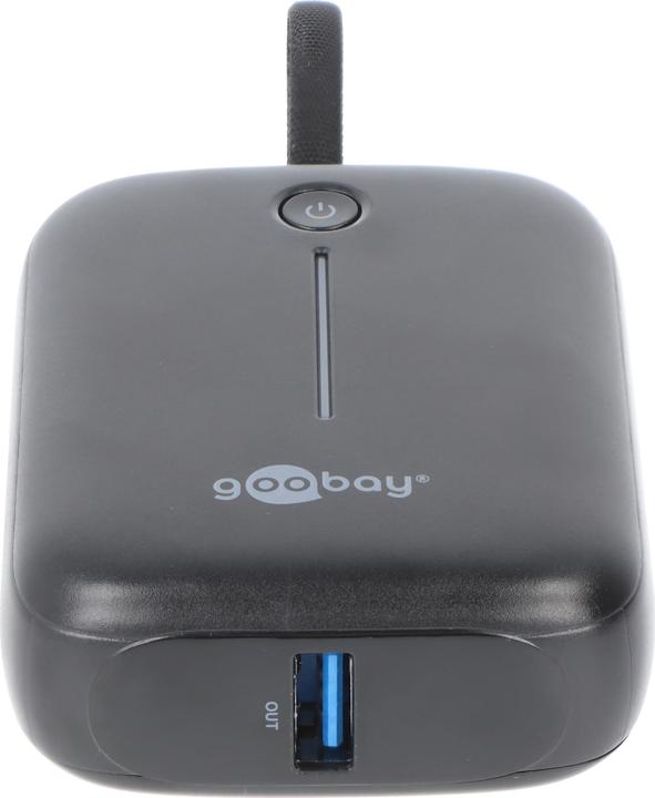 Actual product image Goobay Powerbank 10.000 mAh mit integriertem USB-C-Kabel (10000 mAh, 15 W, 37 Wh)
