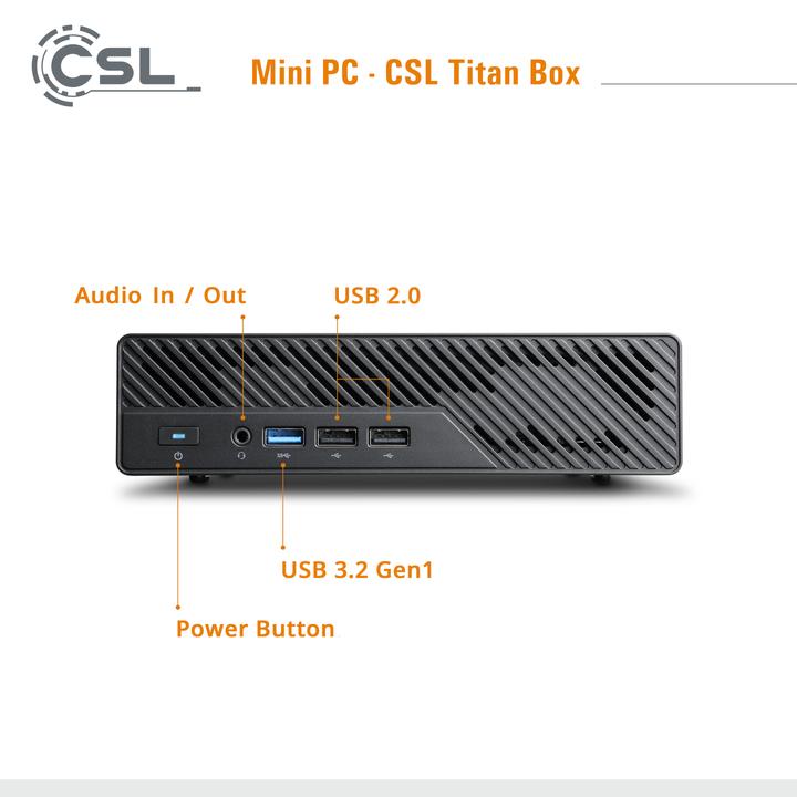 Actual product image CSL Mini-PC TitanBox i9-12900H / 8GB / 500 GB M.2 SSD / Windows 11 Pro (500 GB, 8 GB, Intel Core i9-12900H, Intel Iris Graphics)