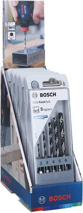 Image du produit Bosch Professional Zubehör HSS PointTeQ Jeu de forets hexagonaux en vitrine, 5 pièces, 2-6 mm (6 mm)