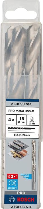 Produktbild Bosch Professional Zubehör PRO Metal HSS-G Spiralbohrer, 15 x 114 x 169 mm (15 mm)