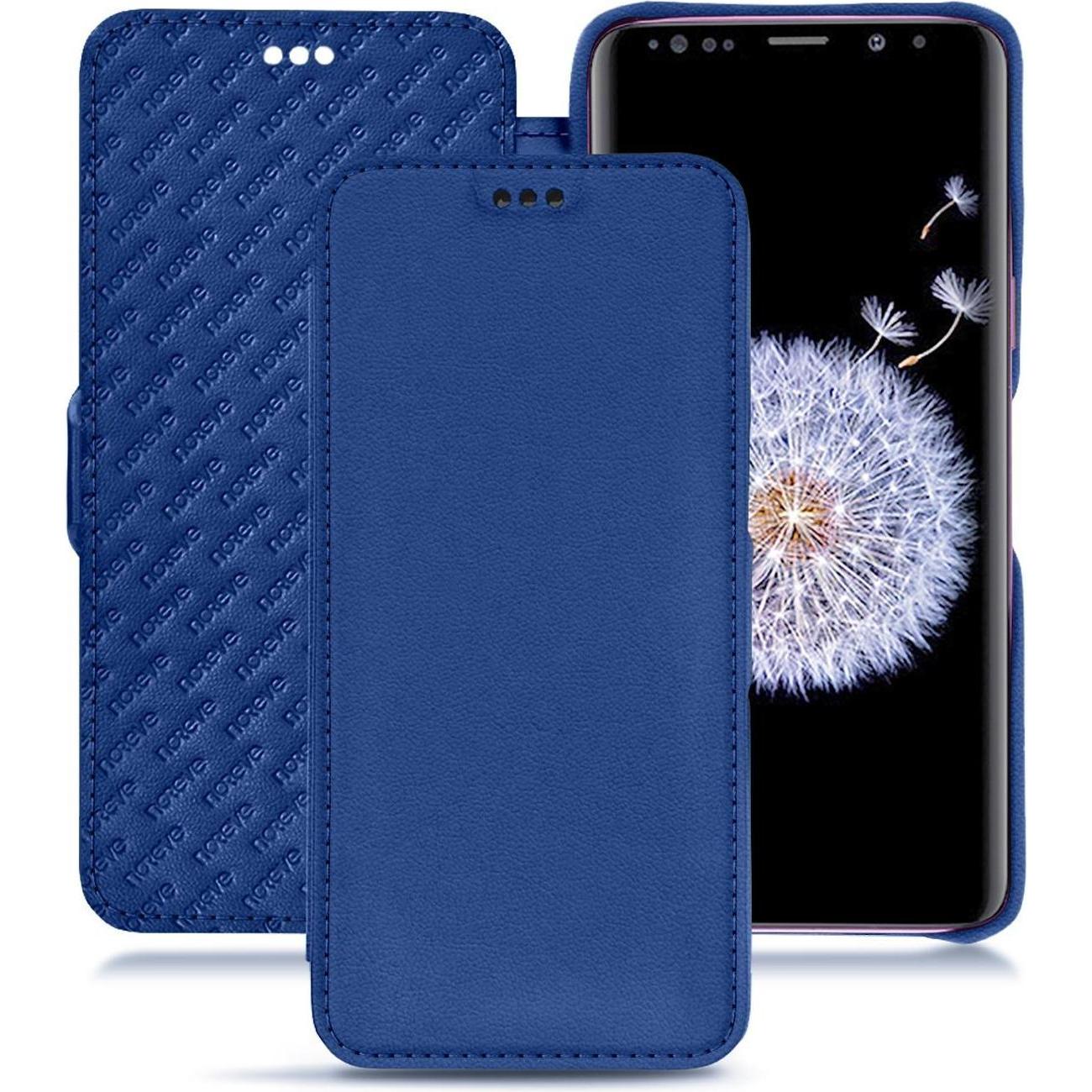 Noreve Lederschutzhülle horizontal (Samsung Galaxy S9+), Smartphone Hülle, Blau