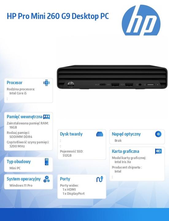 Actual product image HP Pro Mini 260 G9 (512 GB, 16 GB, Intel Core i5-1335U)