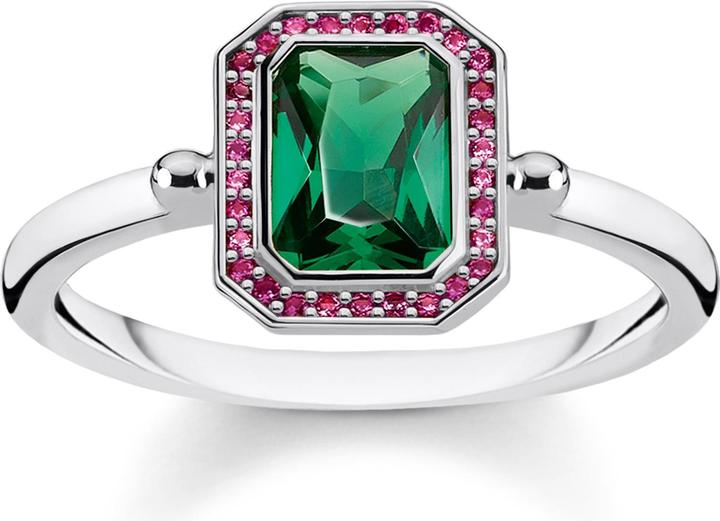 Thomas Sabo Ring Stenen Rood & Groen zilver (54, Zilver 925)