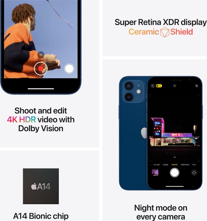 Produktbild Apple iPhone 12 mini (128 GB, Blue, 5.40", SIM + eSIM, 12 Mpx, 5G)