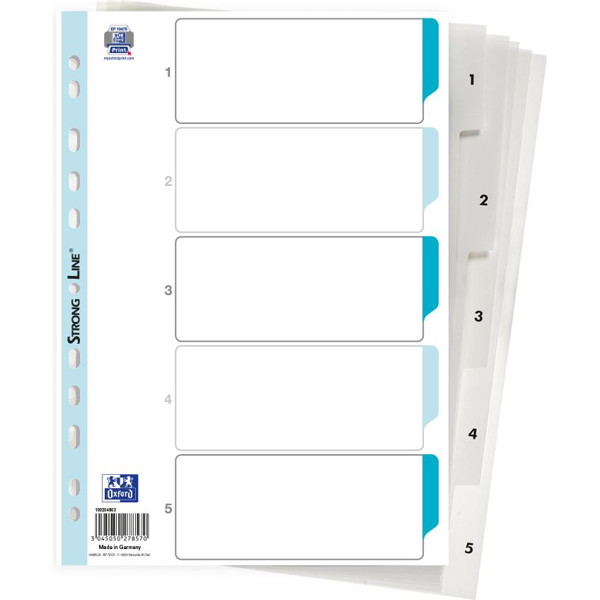 Elba, Ordner Zubehör, STRONG-LINE REGISTER PP A4 HVID 1-5, HVID