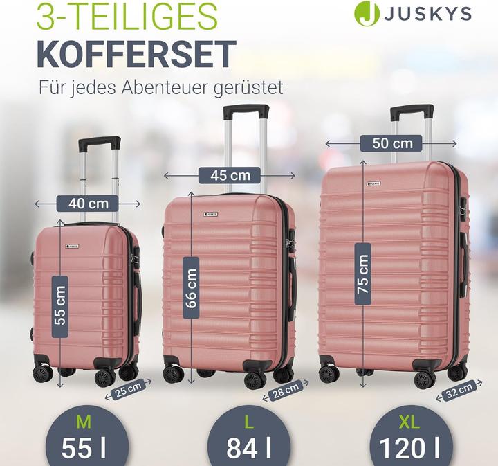 Produktbild Juskys 3-teiliges Hartschalenkoffer-Set mit 360° Rollen (120 l)