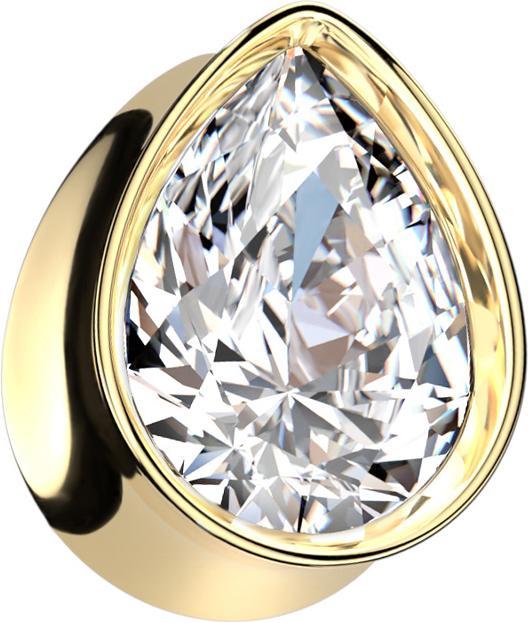 Immagine prodotto Star Piercing Spina a goccia svasata placcata oro con grande cristallo argento (senza ottone, Acciaio chirurgico 316L)