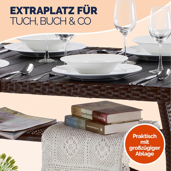 Produktbild Casaria Polyrattan Gartentisch WPC (190 x 90 x 75 cm)