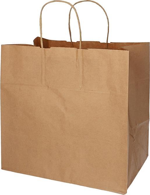 Immagine prodotto Papstar Borsa di carta, 250 x 260 x 170 mm, marrone, in carta kraft, 70 g/m², capacità di carico: 5 kg, con (25 Pezzo/i)