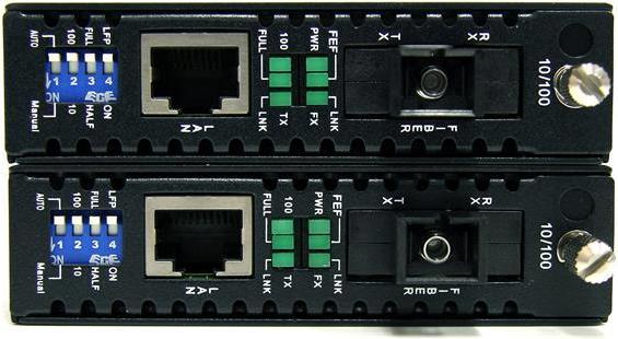 Actual product image StarTech 10/100 Mbps Ethernet Fiber / Optical Fiber Single Mode WDM Media Converter Kit SC 20 km - 100Base-FX
