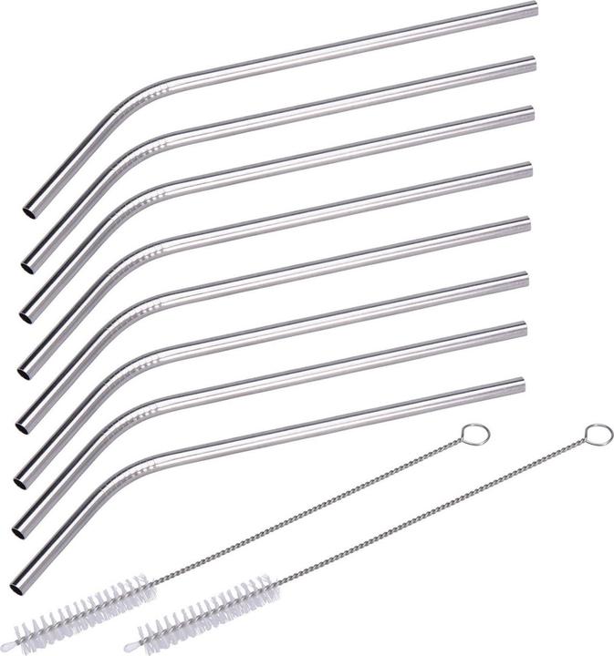 Excellent Houseware 2er-Set Edelstahl-Trinkhalme mit ReinigungsbÃ¼rste, 8er Set, 21,5 cm (8x)