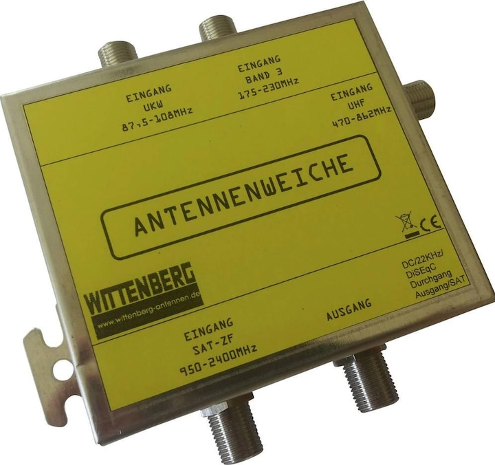 Wittenberg Antennen Aiguillage d'antenne 4 en 1 FM, DAB+, UHF, SAT (UKW / MW / LW, DAB/DAB+)