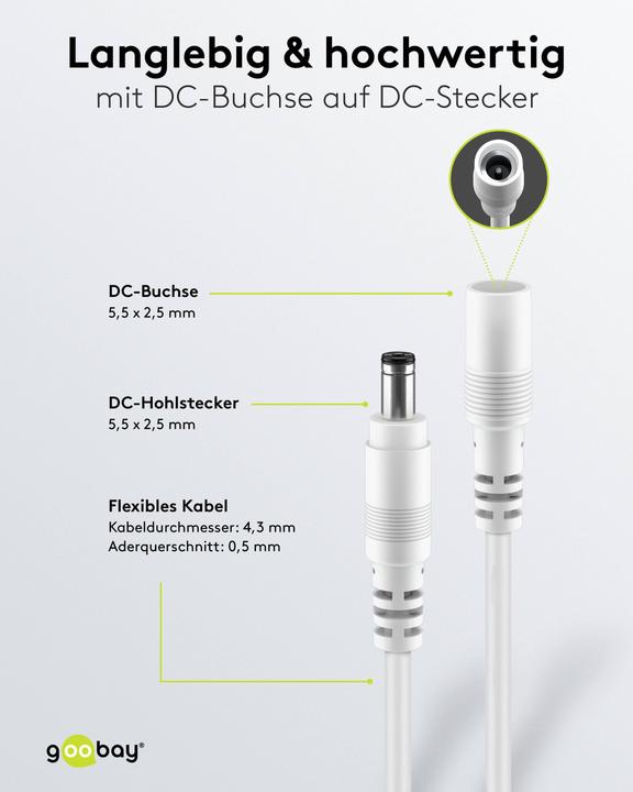 Actual product image Goobay DC-Verlängerungskabel, 3 m, weiss (3 m)