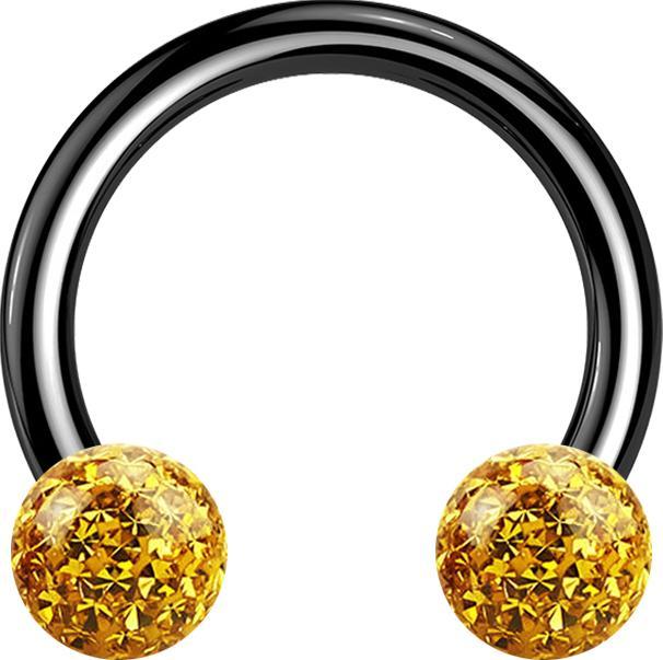 Immagine prodotto Star Piercing Micro Circular Barbell nero con due sfere di cristallo topazio strato protettivo epossidico (Titanio, senza ottone)