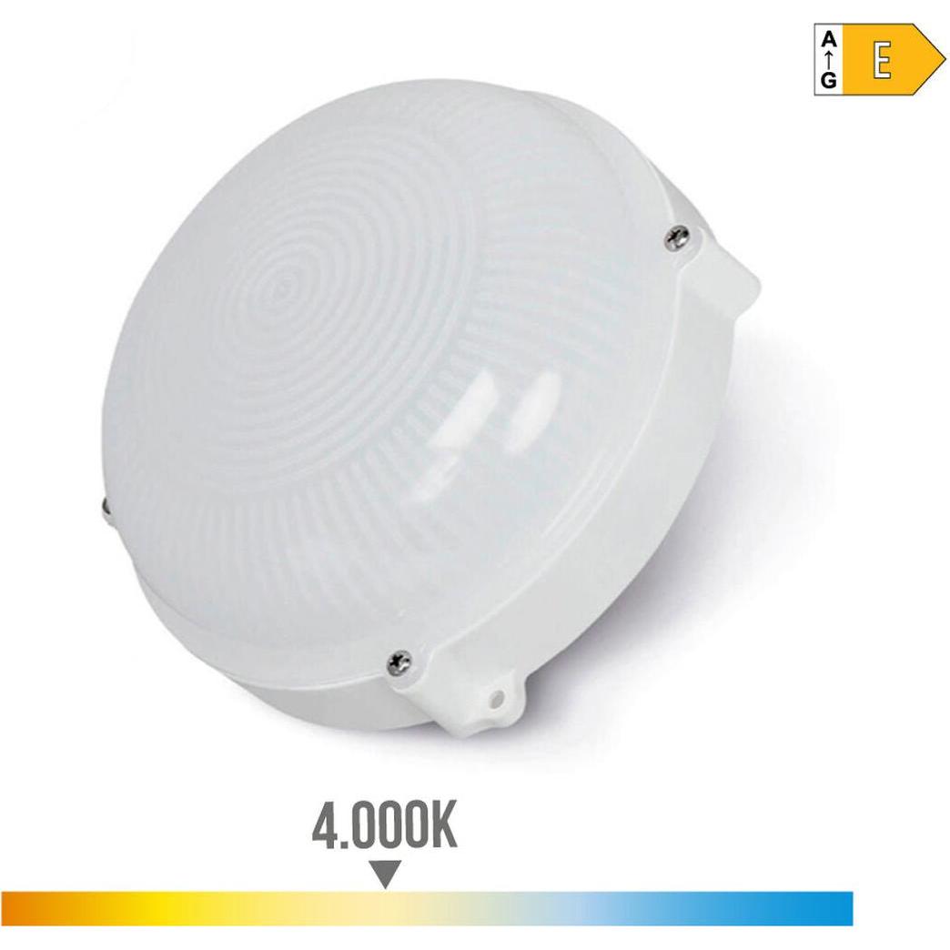 EDM, Illuminazione esterna, White rounded outdoor wall led light 12w ip65 4000k daylight ø19.2x7.2cm (1080 lm, IP65)