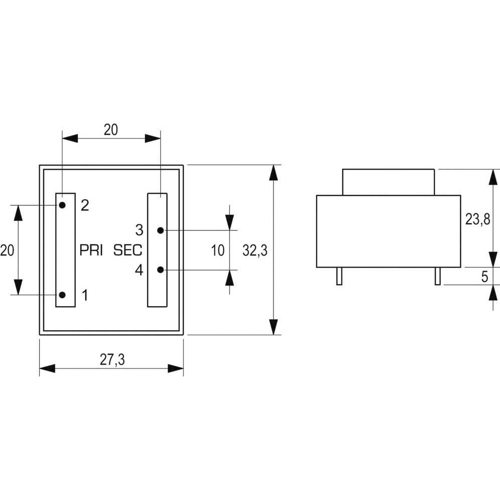 Thumbnail - Block Transformator PCB 1,5VA 1x9V, Transformator