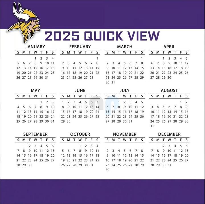 Valeurs nutritives et ingrédients NFL - Minnesota Vikings -Calendrier de bureau 2025 (Français, Espagnol, Italien, Anglais, Allemand)