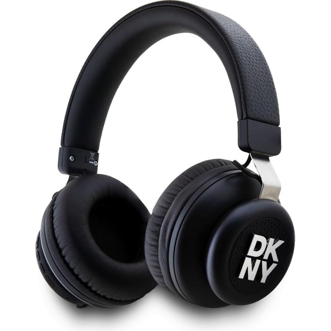 DKNY PU Leather Stack Logo Wireless Headphone Black (32 h, Kabellos), Kopfhörer, Schwarz