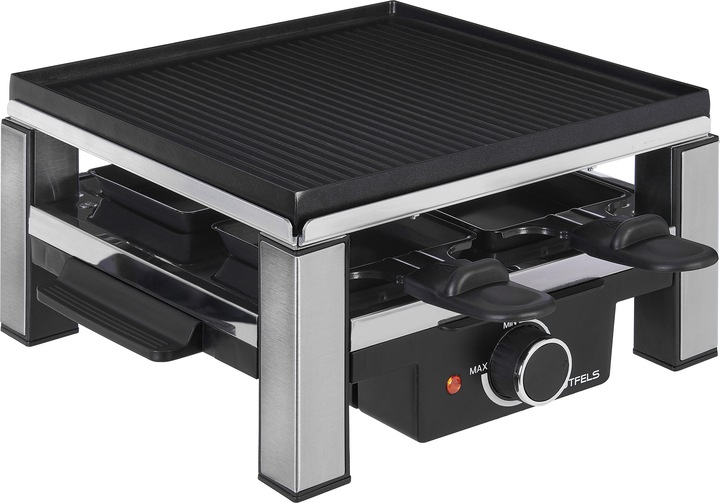 Image du produit Gutfels Raclette à 4 poêlons RACLETTE 4010 Jusqu'à 4 personnes Revêtement antiadhésif Plateau réversible S