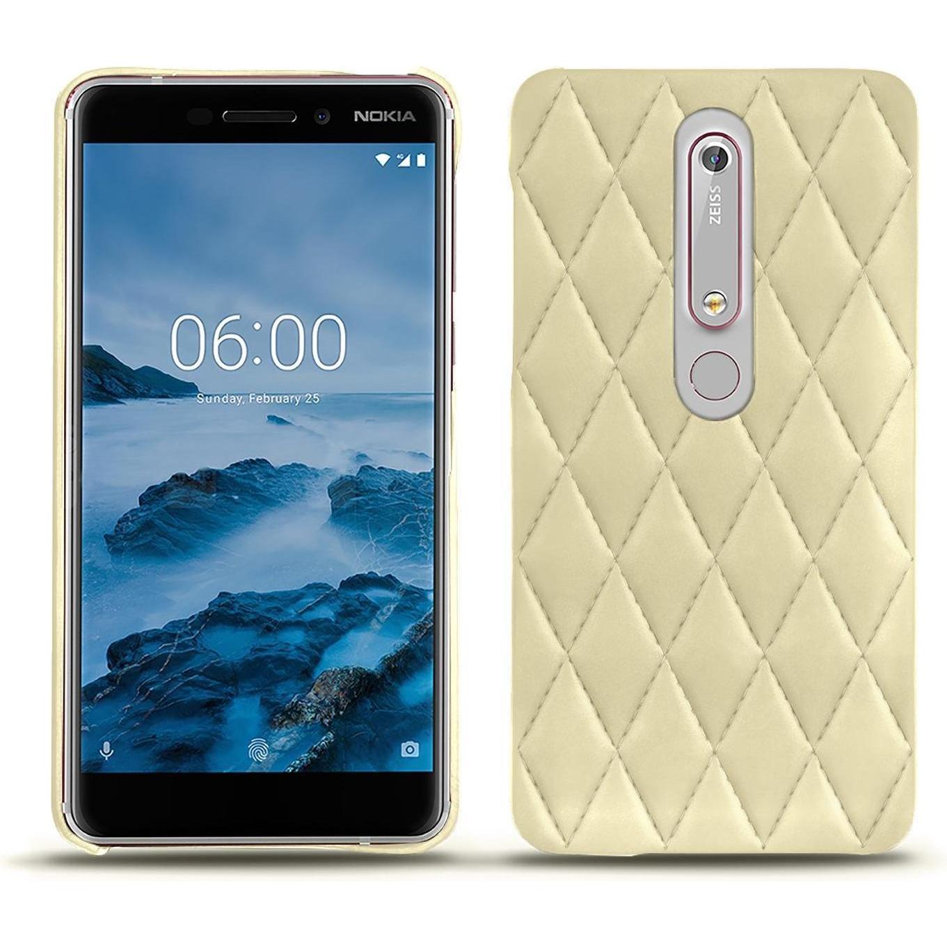 Thumbnail - Noreve Lederschutzhülle (Nokia 6 (2018)), Smartphone Hülle, Beige
