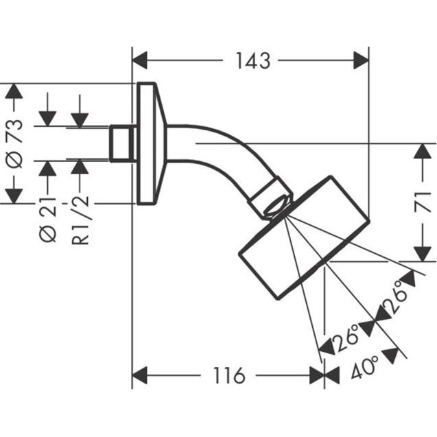 Thumbnail - Axor, Duschbrause, Kopfbrause 75 1jet EcoSmart ONE mit Brausearm mattschwarz (1 Strahlarten, 8.70 l/min)