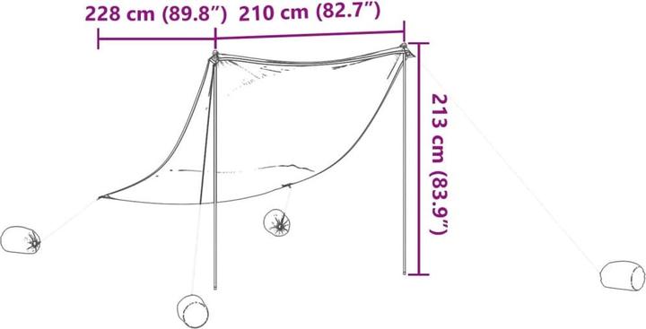 Produktbild VidaXL Strand-Schattenzelt mit Sandsäcken 304 x 300 cm (Strandzelt + Strandmuschel, 0.18 kg, 8 Personen)