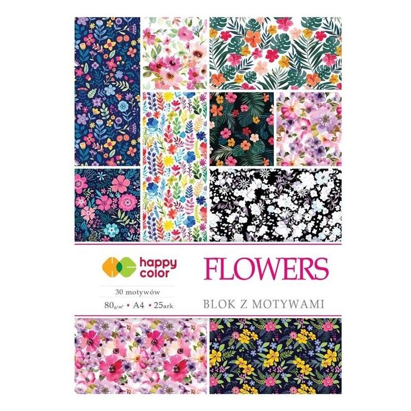 Happy Color Block mit Blumenmotiven A4/15K 80g COLOR (80 g/m²) (364252)