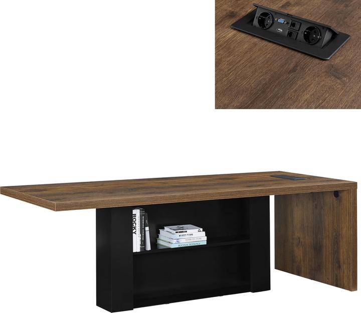 Produktbild Neu.Haus Schreibtisch Rheine 220x80 cm mit Ablage Schwarz Holzfarben