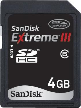 Produktbild SanDisk Extreme III SDHC 4GB (1 GB, SDHC, SD)