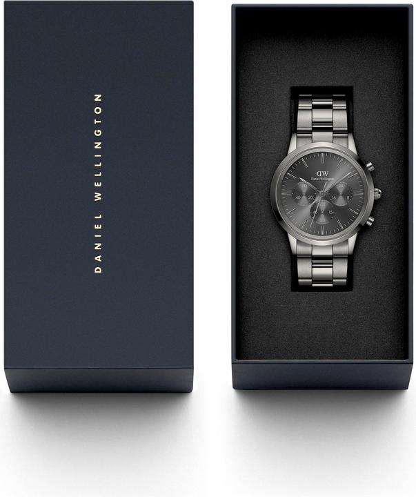 Actual product image Daniel Wellington Iconic Chronograph Link Anthracite Sunray (Chronograph, 42 mm)