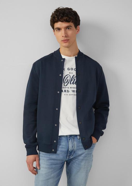 Produktbild s.Oliver Sweatshirt Jacke Strukturierte Sweatjacke mit Bomberkragen (L)
