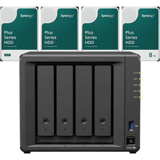 Synology DS925+ DiskStation + 32TB 4x Plus 3.5"" SATA 6Gb/s Festplatte 8 TB (4 x 8 TB), NAS