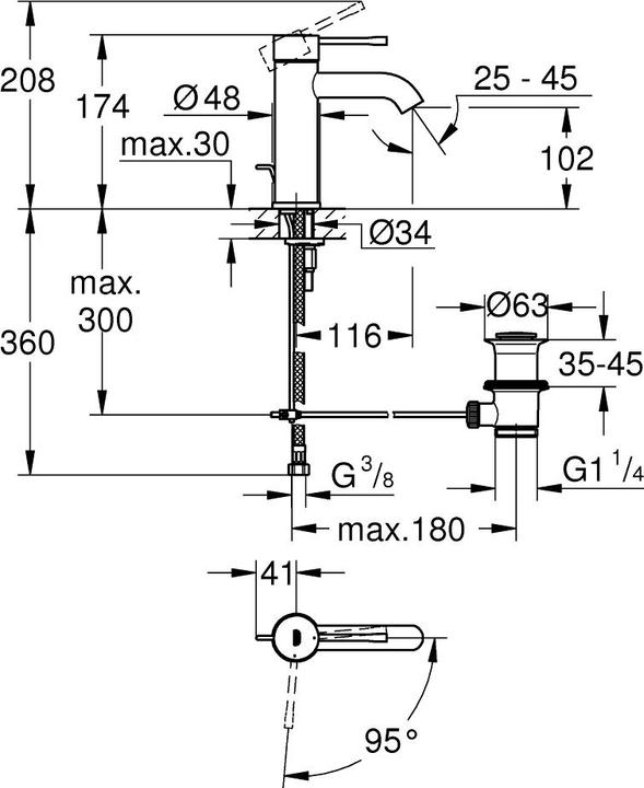 Produktbild Grohe Einhand-Waschtischbatterie Essence 1/2Zoll S-Size chr