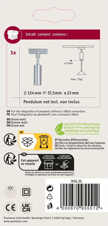 Actual product image Paulmann Luminaires Universal Pendant Adapter
