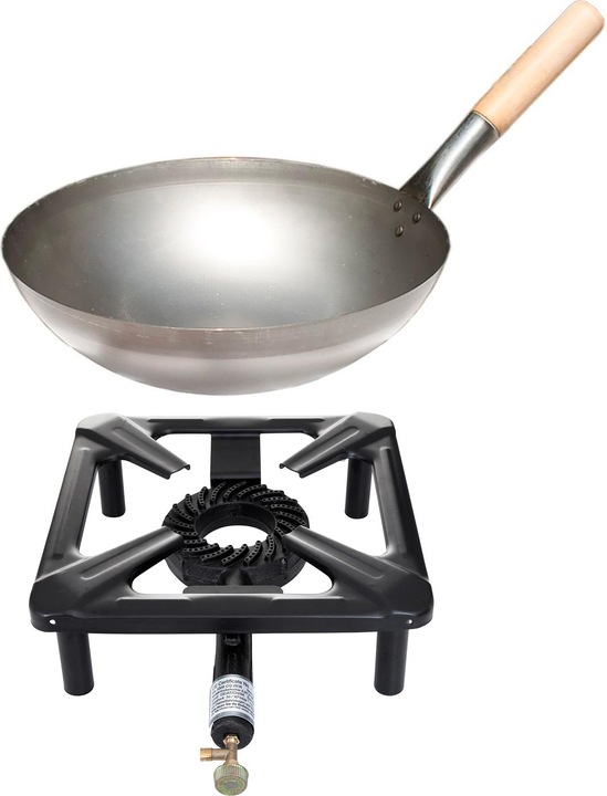 Immagine prodotto Paella World International Set da cucina a sgabello (grande) con wok in acciaio Ø 30 cm - senza pilota di sicurezza