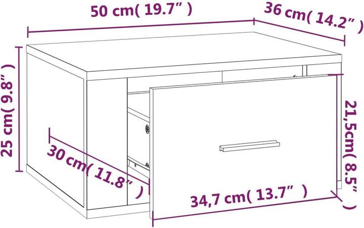 Immagine prodotto vidaXL Wand-Nachttisch (36 x 36 x 25 cm)