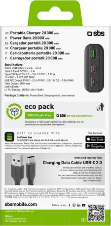 Immagine prodotto SBS TTBB20000PD20K (20000 mAh, 20 W, 74 Wh)