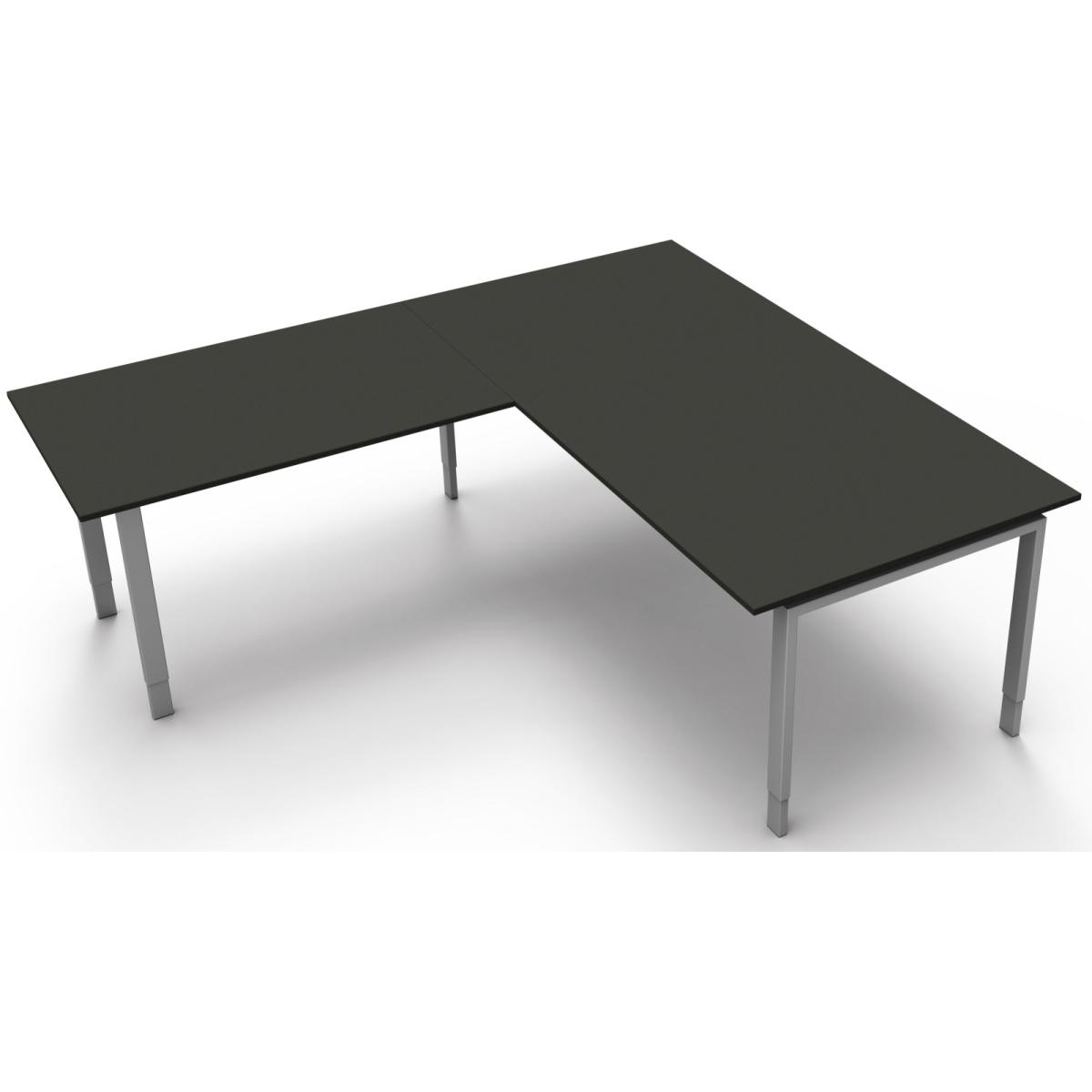 Kerkmann, Schreibtisch, Schreibtisch Form5 200 200x100x68-82cm / Anbau 120x80cm anthrazit