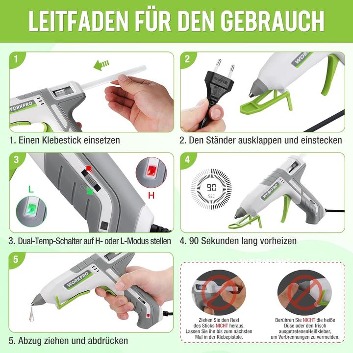 Produktbild Workpro Heissklebepistole inkl. 10 Klebesticks