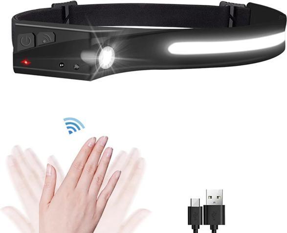 Produktbild Hurtel LED-Stirnlampe mit IPX4-Bewegungssensor USB-C 1200 mAh - Schwarz (350 lm)