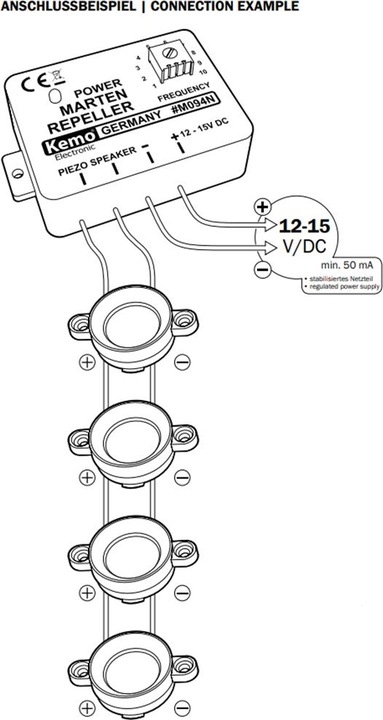 Actual product image Kemo Ultrasonic loudspeakers set off from the marten guard