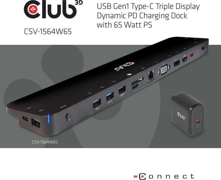 Actual product image Club 3D Triple Display Dynamic (Docking port (proprietary), 1 portion)