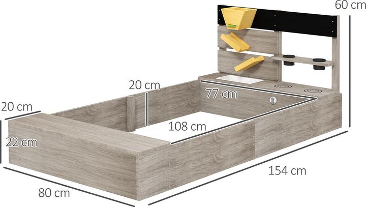 Image du produit Outsunny Sandkasten Tannenholz Grau