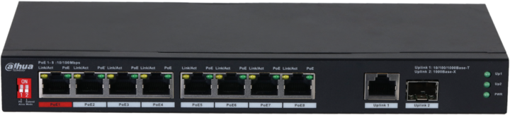 Actual product image Dahua Switch||PFS3110-8ET1GT1GF-96|Desktop/pedestal|8x10Base-T / 100Base-TX|1x10Base-T / 100Base-TX / 1000 (8 Ports)