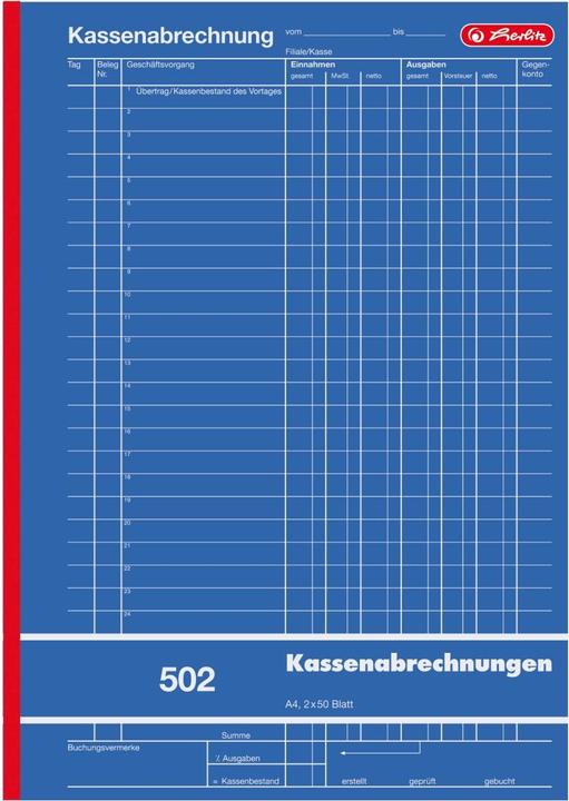 Herlitz Kassenabrechnung (50x)