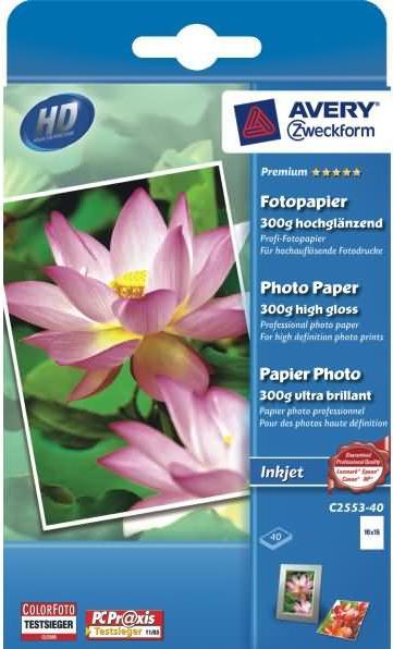 Actual product image Avery Premium Inkjet Photo Paper (300 g/m², A6, 40 pcs.)