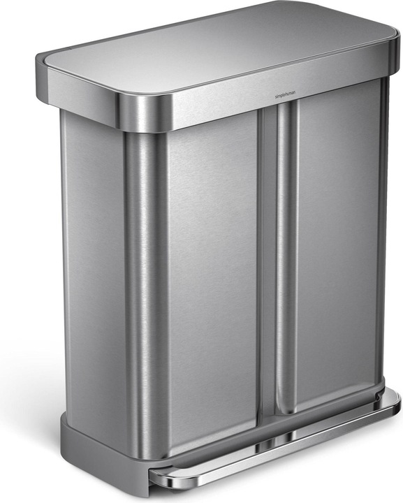 Produktbild Simplehuman Abfalleimer Doppelkammer 58 l, Silber gebürstet (58 l)